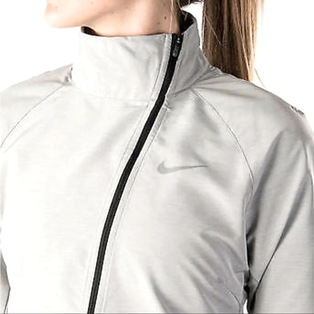 Nike Running gray swoosh Asymmetrical athletic jacket with zipper Sz-M H13‎